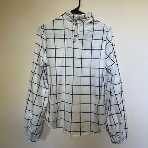 White Grid Pattern Blouse